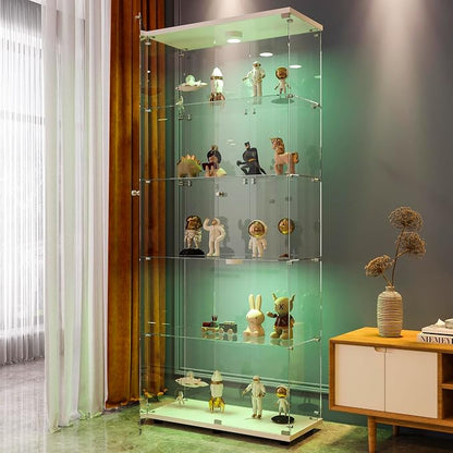 FANYUSHOW Display Cabinet with Glass Door and LED Light, 5-Tier Tempered Glass - Image 4
