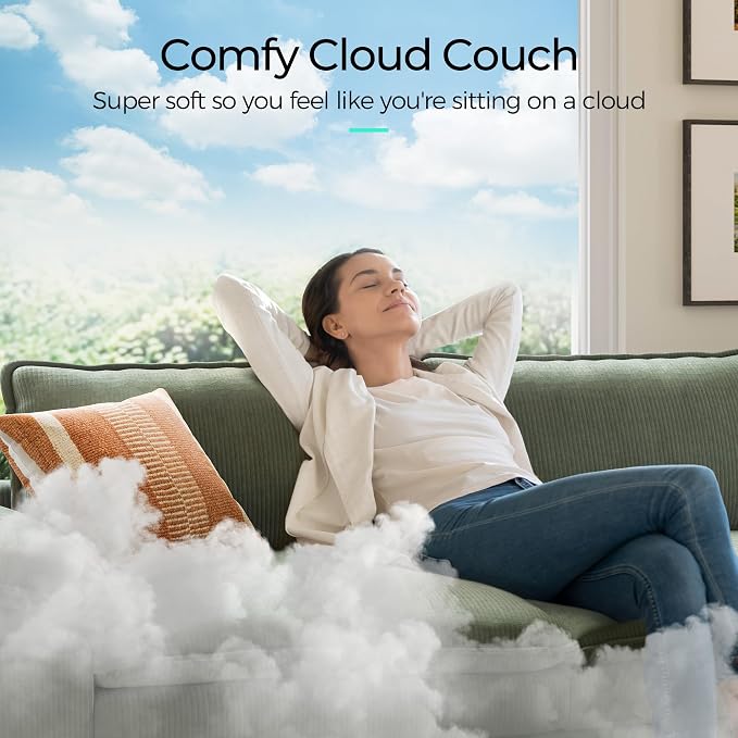LINSY HOME 123" Modular U-Shaped Sectional Sofa, 3-Seat Corduroy Modern Cloud - Image 4