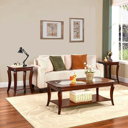 Coffee Table with Tempered Glass Top and Storage Shelf, Farmhouse Living Room - Image 5