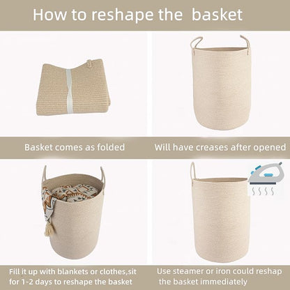 XUANGUO Cotton Rope Laundry Basket Hamper - Image 7