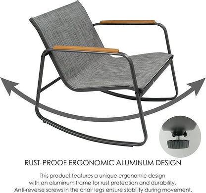 Kozyard 3-Piece Rocking Chair Set, Outdoor Rocking Textilene Bistro Set - Image 5