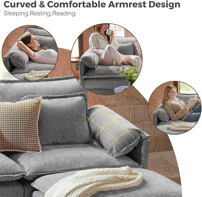 ELUCHANG Oversized 153" Modular Sectional Sofa, Comfy Cloud Couch, L Shaped - Image 4