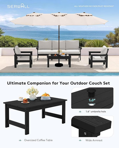 SERWALL HDPE Patio Conversation Set, 6-piece Sectional Outdoor Furniture Set - Image 5
