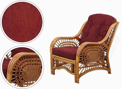 Malibu Lounge Set of 4: 2 Natural Rattan Wicker Chairs, Three-Seater Sofa - Image 4