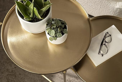 Kate and Laurel Ulani Modern Nesting Side Table; Set of 2; Gold; Sophisticated - Image 4