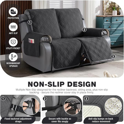 TAOCOCO 100% Waterproof Loveseat Recliner Cover, Non Slip Split Recliner Couch - Image 4