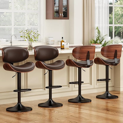 YaFiti Swivel Bar Stools for Kitchen Counter, Adjustable Bentwood Barstools - Image 7