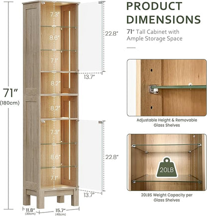 Glass Display Cabinet, 8-Tier Curio Cabinets - Image 2