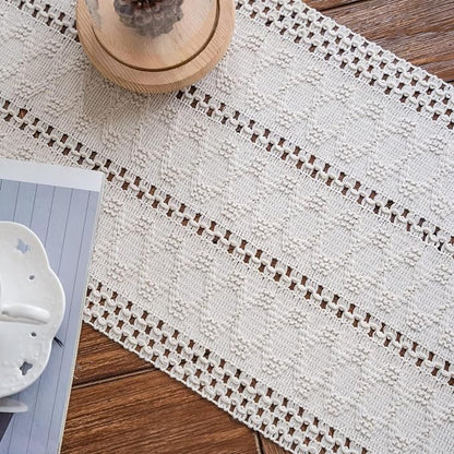 Macrame Table Runner Cream Beige Boho Table Runners - Image 7