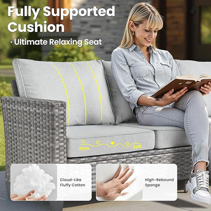 ovios 8 Pieces Patio Furniture Set, Outdoor Wicker Sofa Couch - Image 6
