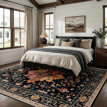 RELEANY Area Rugs 7'x9' Washable Non-Slip, Floral Vintage Distress Print - Image 2