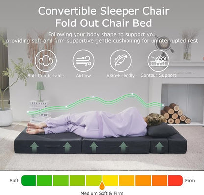 Folding Sofa Bed, 4 in 1 Convertible Sleeper Chair - Image 3