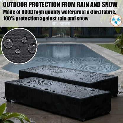 Waterproof Patio Lounge Chair Cover 2 Pack Outdoor Chaise Lounge Covers 600D - Image 6