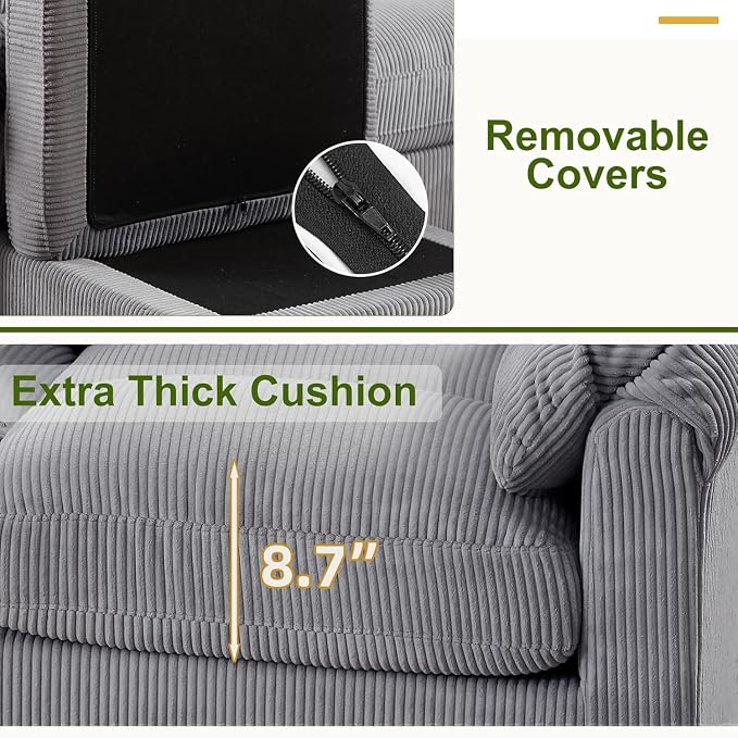 HAOMARKETS Corduroy Sofa Set, Upholstered Armchair and Loveseat Sofa Set of 2 - Image 5