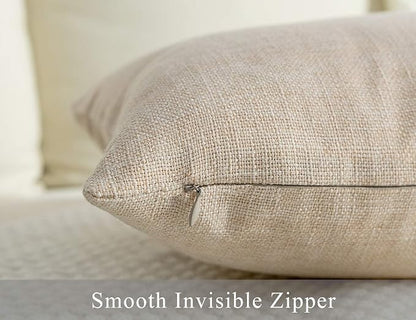 Stellhome Rectangle Linen Throw Pillow Covers Solid Burlap Farmhouse Decorative - Image 3
