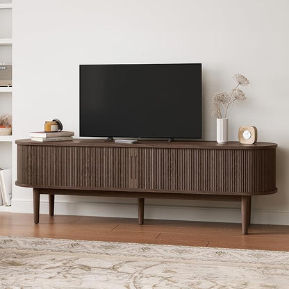 LINSY HOME 70" Fluted TV Stand for TVs up to 80 Inch, Mid Century Modern by LINSYHOME