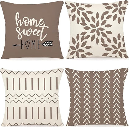 YCOLL Pillow Covers 18x18 Set of 4, Modern Sofa Throw Pillow Cover, Decorative by PillowCoversExpert