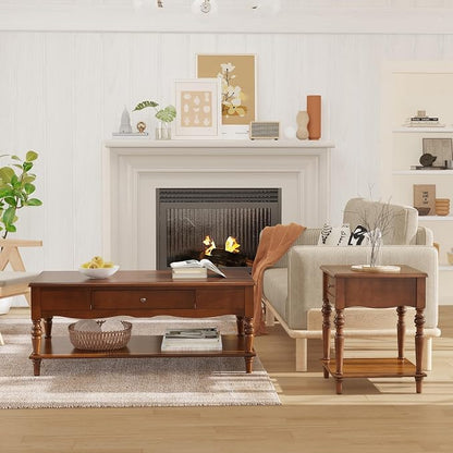 Mid-Century Modern Living Room Coffee Table Set, 3-Piece Solid Wood Living Room - Image 8