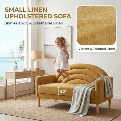 49" Small Loveseat Sofa for Small Spaces, Mid Century Modern Sofa, Linen - Image 4