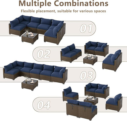 LOUVIXA 7 Piece Outdoor Patio Furniture Set, Outdoor Sectional Sofa, Wicker - Image 3