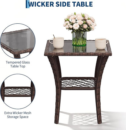 3-Piece Outdoor Patio Furniture Set, 2 Swivel Rocking Chairs and Tempered Glass - Image 5