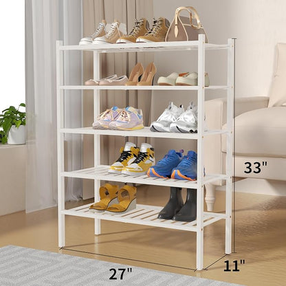 ROMGUAR CRAFT 5 Tier Bamboo Shoe Rack - Image 3