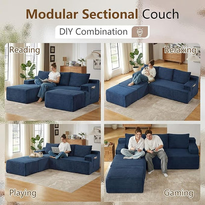 96" Cloud Sectional Couch U-Shaped Chaise - Image 4