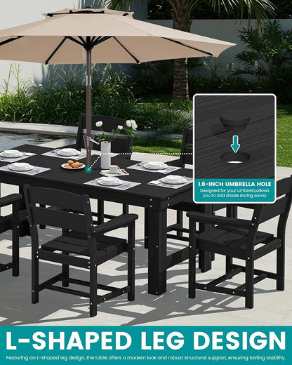 SERWALL Outdoor Dining Table Set, 67‘’ HDPE Patio Dining Set - Image 5