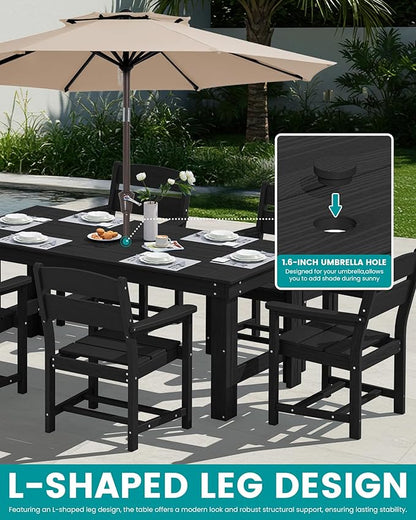 SERWALL Outdoor Dining Table Set, 67‘’ HDPE Patio Dining Set - Image 5