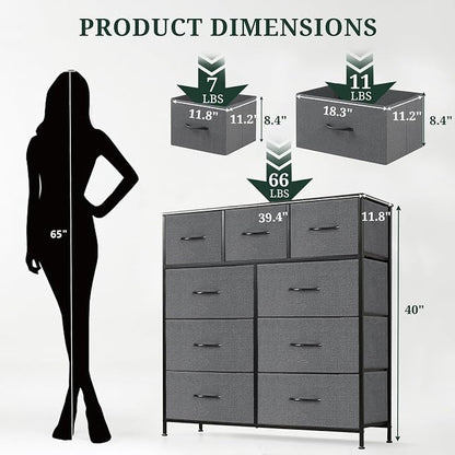 9-Drawer Dresser for Bedroom, Anti-Tip Tall Storage Organizer Chest of Drawers - Image 3