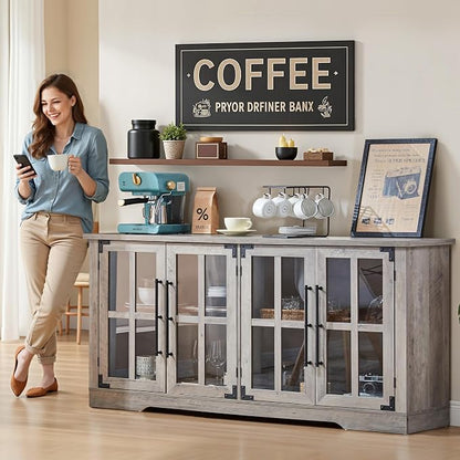 AMERLIFE Farmhouse 63" Buffet Sideboard Cabinet - Image 3