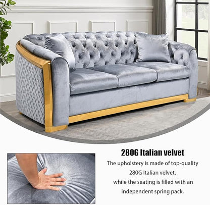 WinJoy 84 Inch Velvet Sofa Set for Living Room, 3 Seat Modern & Luxury - Image 3