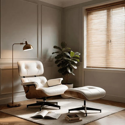 Top Grain Leather, Mid Century Chaise Lounge Chair and Ottoman, Modern Chair - Image 5