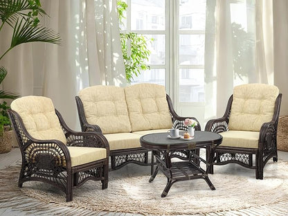 Malibu Lounge Loveseat Sofa Natural Rattan Wicker Handmade Design - Image 5