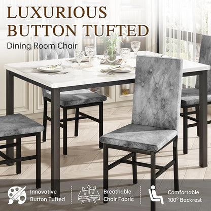 Hooseng Dining Table Set for 4, Faux Marble Small Kitchen Table Chairs Set of 4 - Image 5