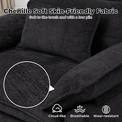 Modern Oversized Accent Chairs Set of 2, Chenille Cloud Sofa Chair - Image 4