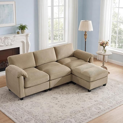 87.5'' L Shaped Modular Sectional Sofa, 3 Seater Cloud Couch by HATPPTO
