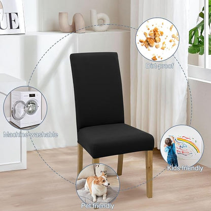 BIETYONE Stretch Dining Chair Covers Set of 8, Soft Removable Washable Kitchen - Image 6