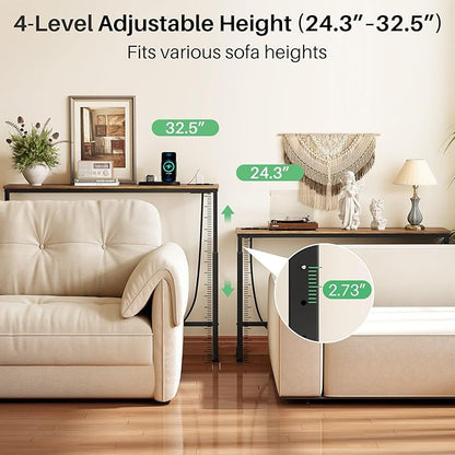 Kitstorack 94.5" Extra Long Behind Couch Table, Adjustable Height Narrow - Image 4