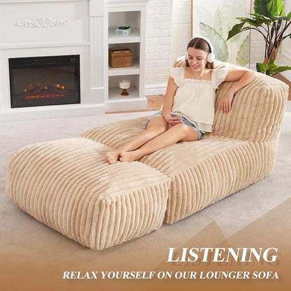 Hobestluk Big Bean Bag Lounger Chairs Large Beanbag Chair - Image 3