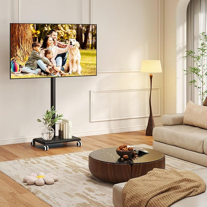 Rfiver Rolling TV Stand for 32 to 55 60 Inch TVs up to 88lbs, Height Adjustable - Image 2