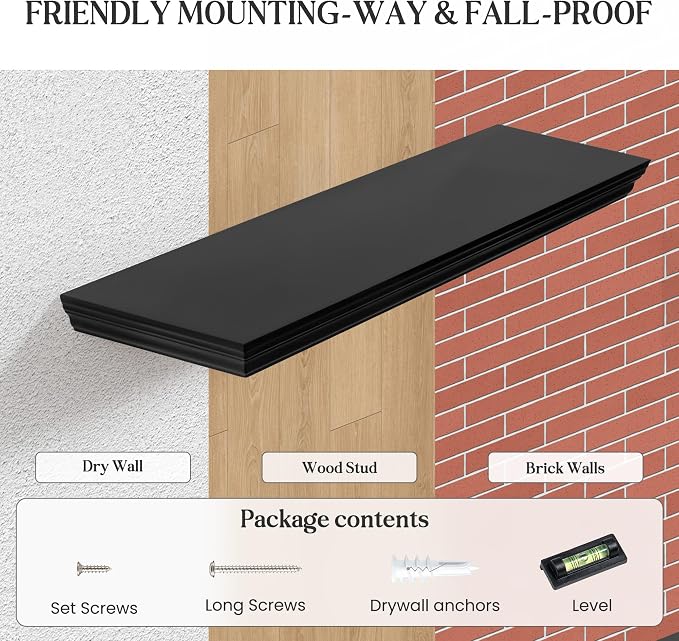 Fun Memories Floating Shelves 48 Inch Long, 9.3 Inch Deep Classic Crown Molding - Image 6
