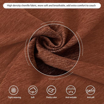 DREAMINGO Chocolate Brown Couch Cover Chenille Sofa Covers - Image 4