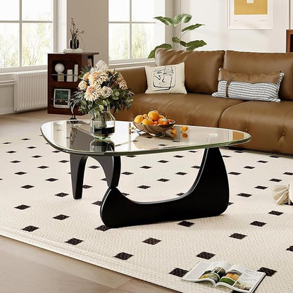 Modern Coffee Table for Living Room, 35.8" Minimalist Black Center Table by PRITIY