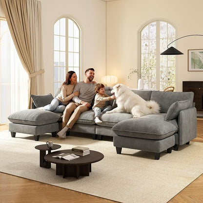 Ihanherry 139" U-Shaped Modular Sectional Couch, Oversized Cloud Sofa - Image 8
