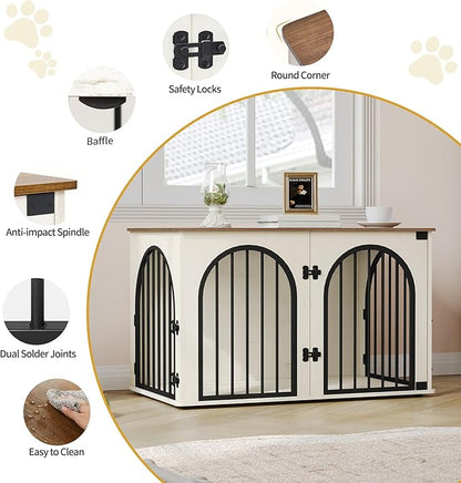 39.4" Wooden Dog Crate Furniture, Indoor Dog Kennel Dogs Cage - Image 6