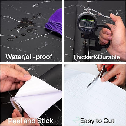 practicalWs 11.8"×78.7" Black Marble Contact Paper Matte Peel and Stick Kitchen - Image 4