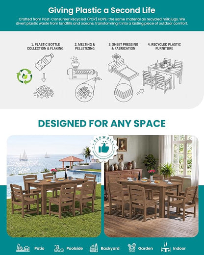 SERWALL Outdoor Dining Set for 8 – HDPE Patio Set - Image 6