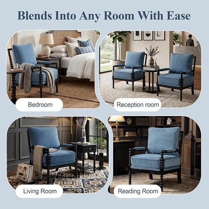 DUHOME Linen Fabric Spindle Accent Chair - Image 8