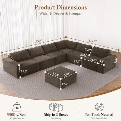Vesgantti 143.7" Boneless Couch - Image 2